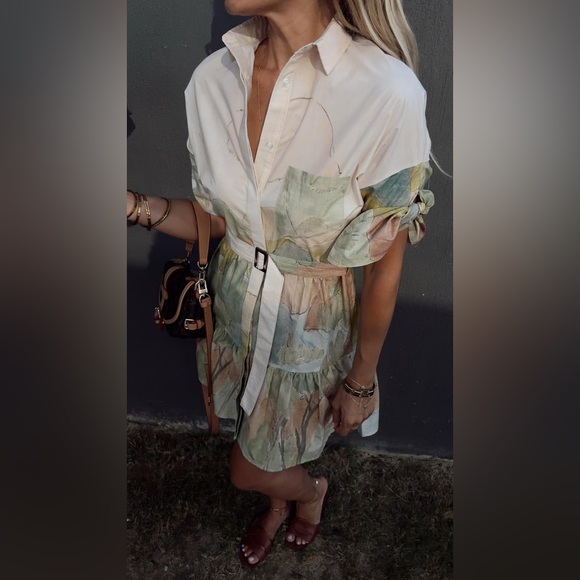 ZARA BLOGGERS’ FAVORITE PRINTED SHORT DRESS ZW COLLECTION - Picture 2 of 16